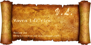 Vavra Lőrinc névjegykártya